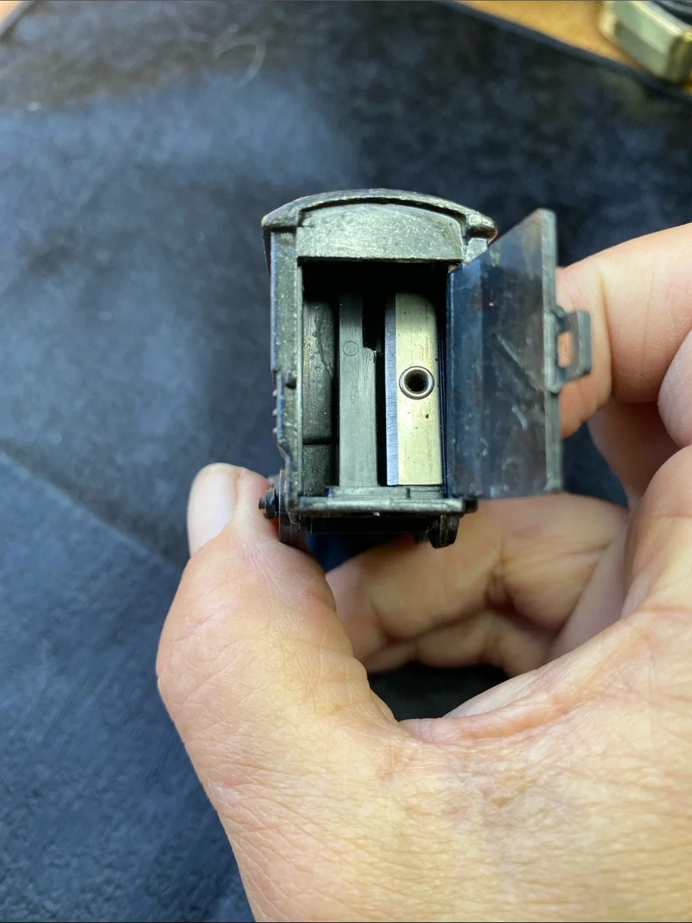 Vintage Brass Tone Die-Cast Metal Steam Locomotive Pencil Sharpener